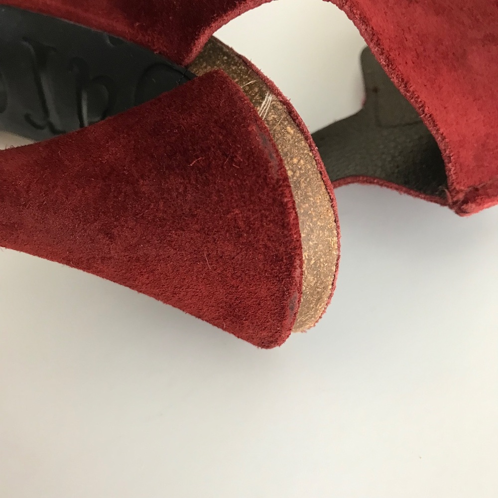 Pedro Garcia Red Suede Ankle Strap Platform Sandals US 10.5/40.5 Open-Toe - Picture 8 of 10